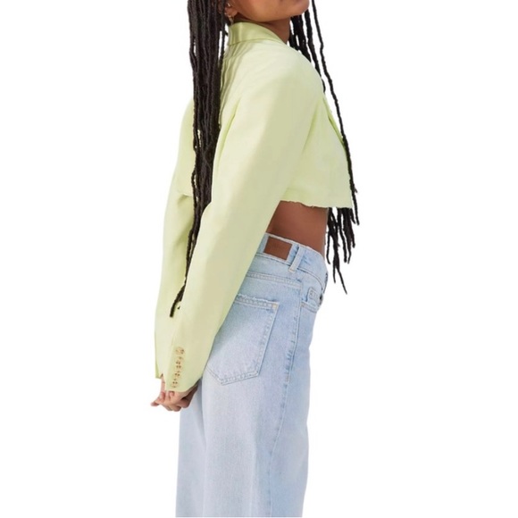 UO Daisy Cropped Blazer Lime Size L - Picture 1 of 4